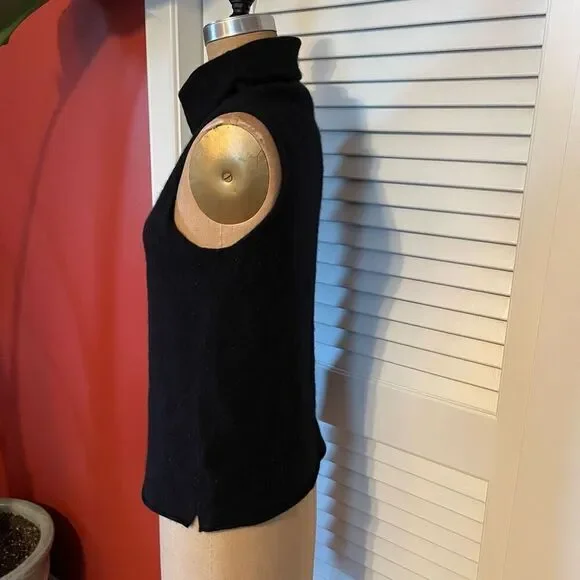 MARGARET O’LEARY | black high neck sleeveless cashmere sweater M - Picture 4 of 12